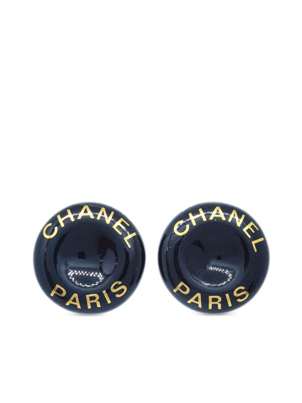 CHANEL Pre-Owned logo印花纽扣夹扣式耳环（1997年典藏款） - 金色
