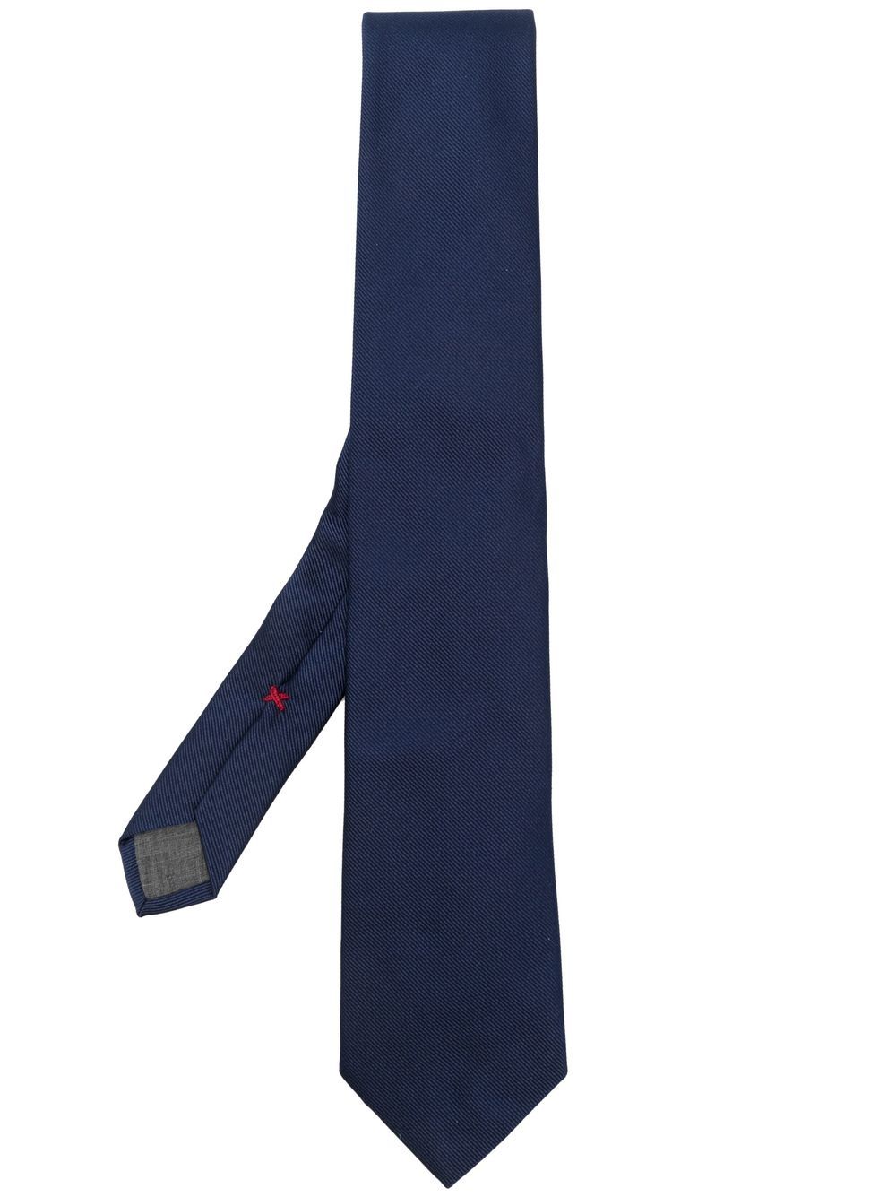 Brunello Cucinelli 缎面尖头领带 - 蓝色
