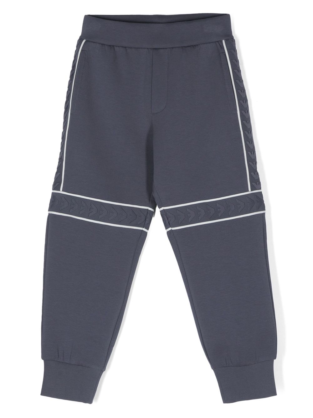 Emporio Armani Kids logo织带运动裤 - 蓝色
