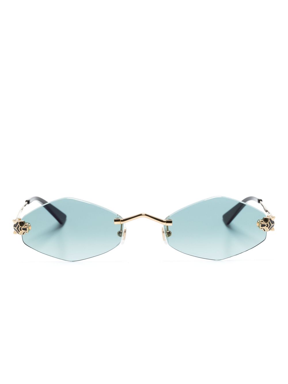 Cartier Eyewear Tiger Head 标牌几何形镜框太阳眼镜 - 金色