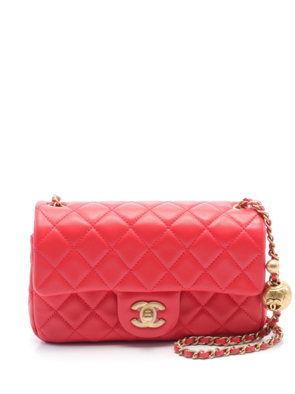 CHANEL Pre-Owned Classic Flap 迷你单肩包（2020-2021年典藏款） - 红色