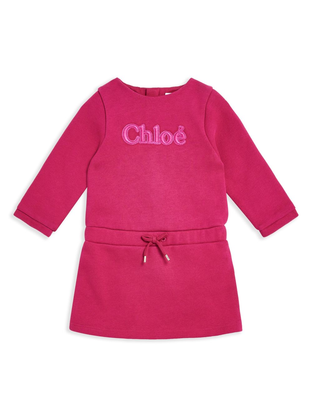 Chloé Kids logo刺绣连衣裙 - 粉色