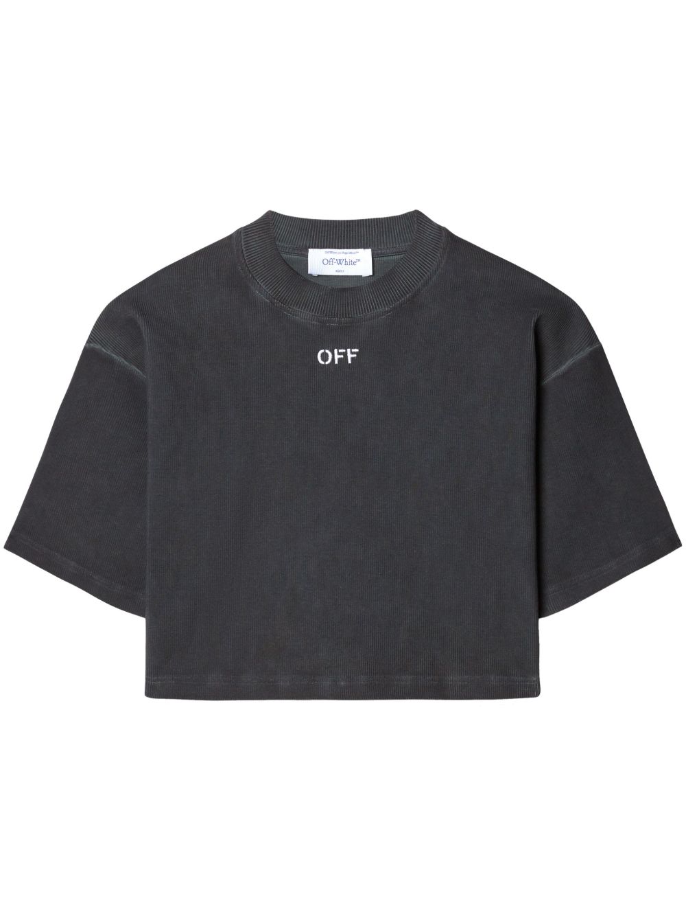 Off-White logo刺绣T恤 - 灰色