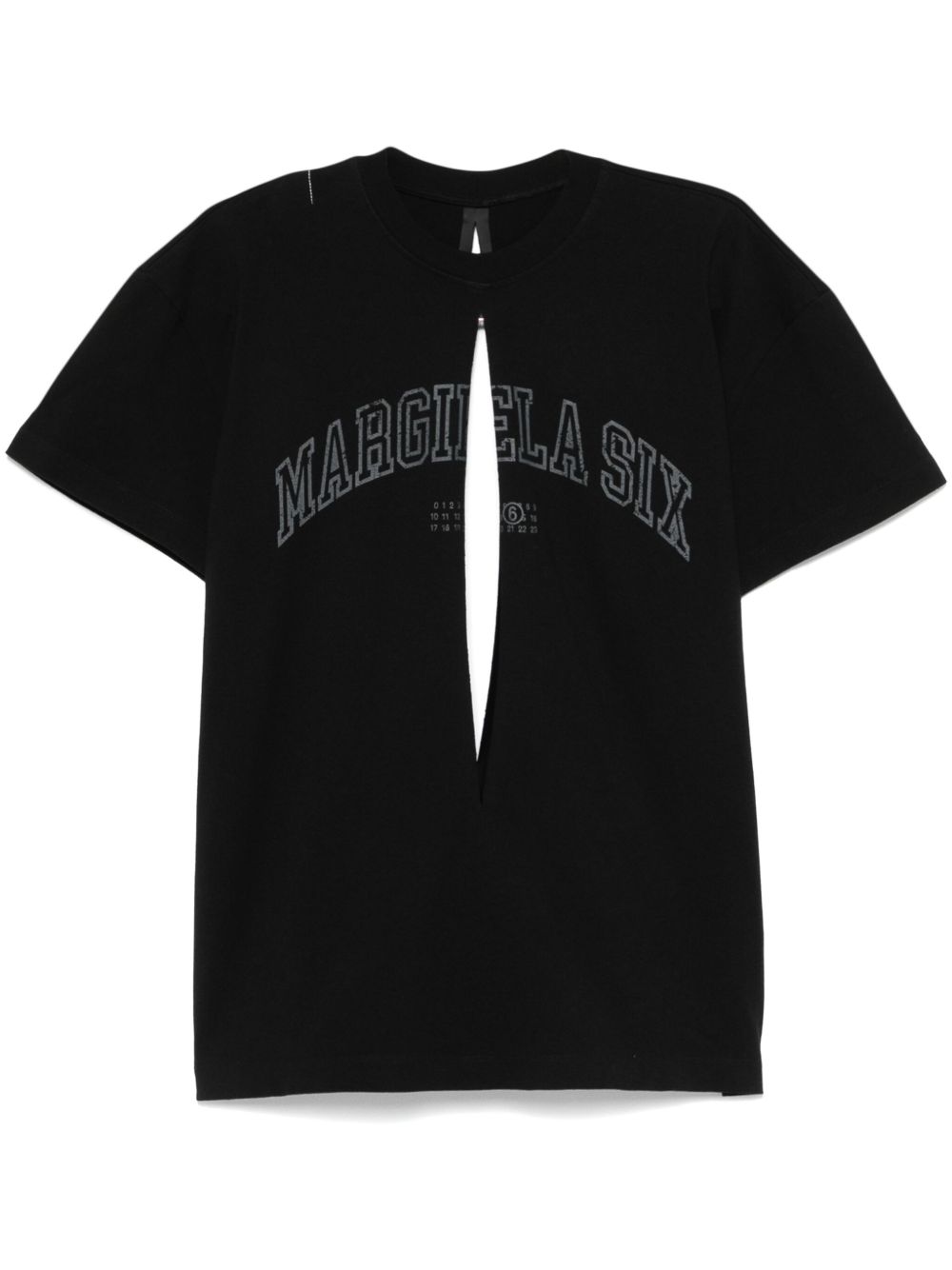MM6 Maison Margiela logo-print cut-out T-shirt - 黑色