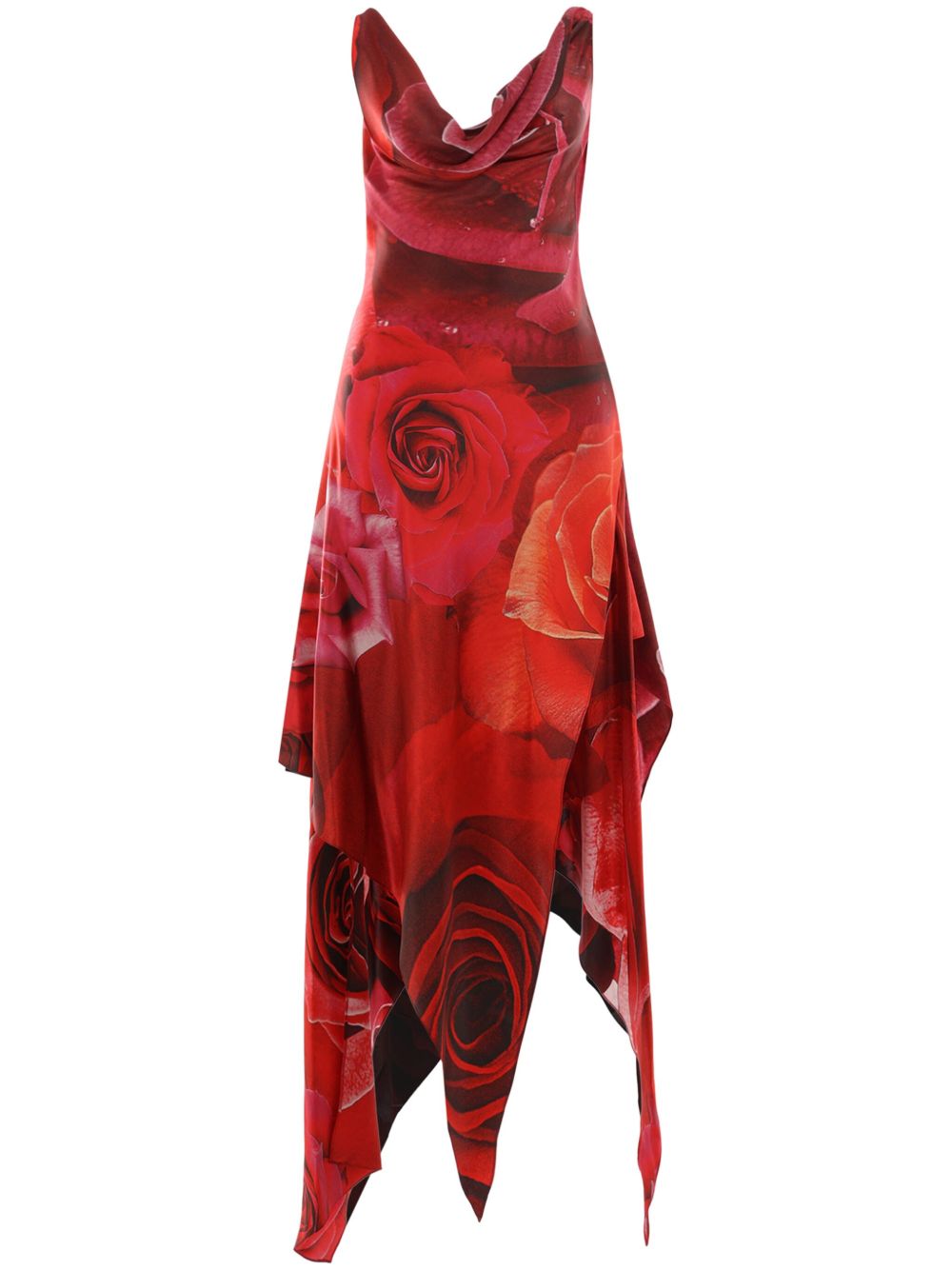 Roberto Cavalli Garden Rose 印花连衣裙 - 红色