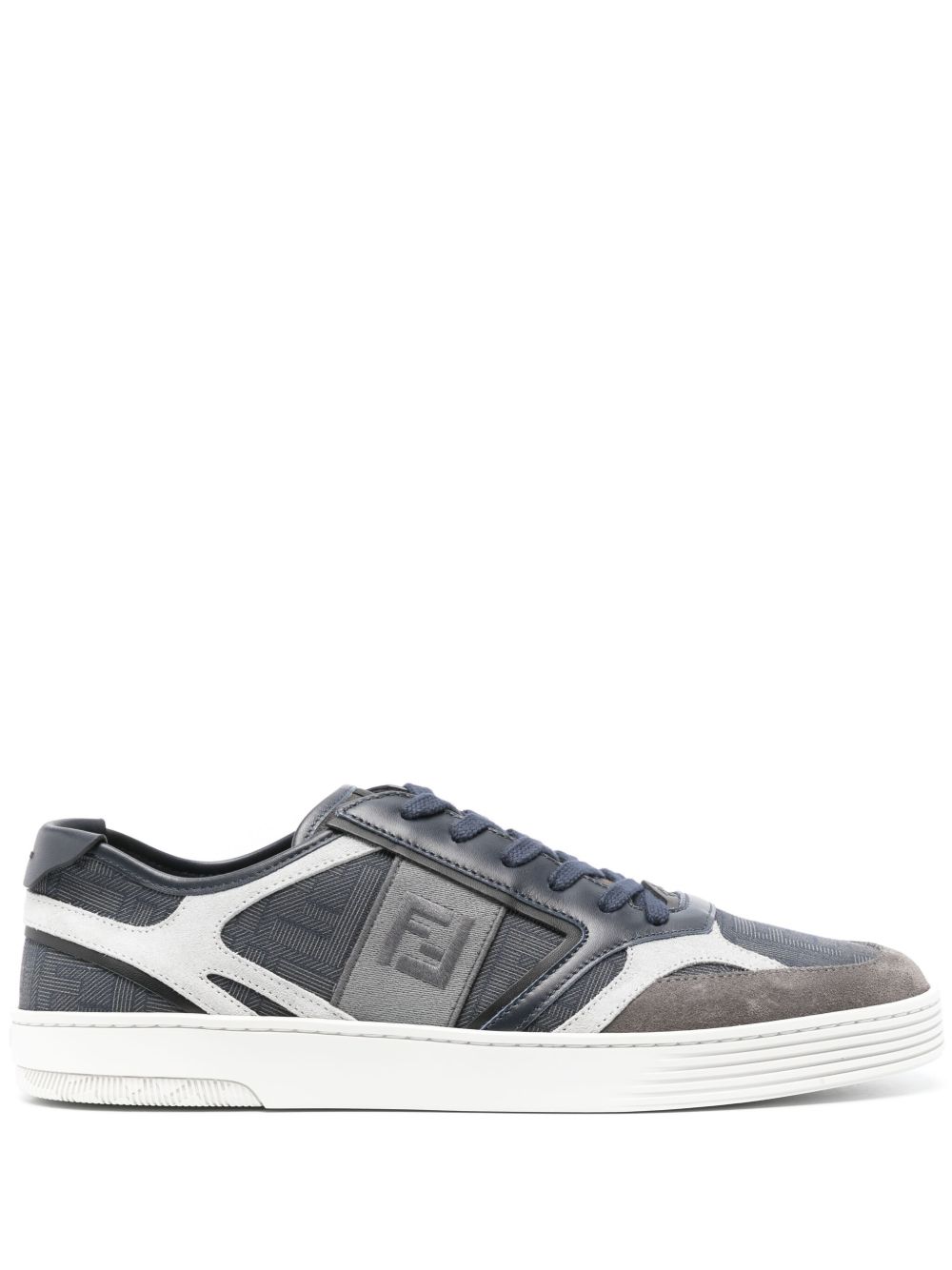 FENDI logo刺绣拼接运动鞋 - 蓝色