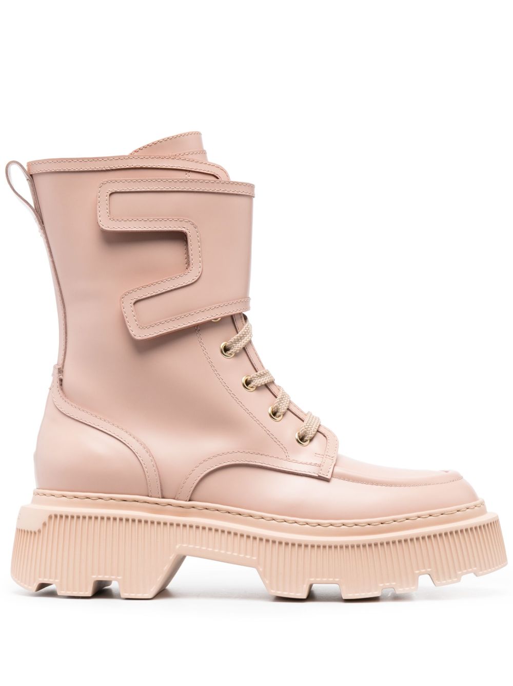 Santoni 圆头皮质短靴 - 粉色