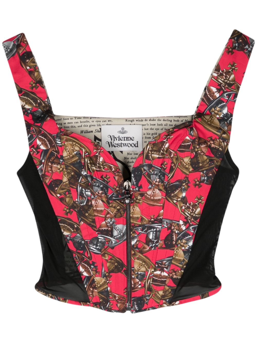 Vivienne Westwood Crazy Orb 印花紧身胸衣式上衣 - 红色