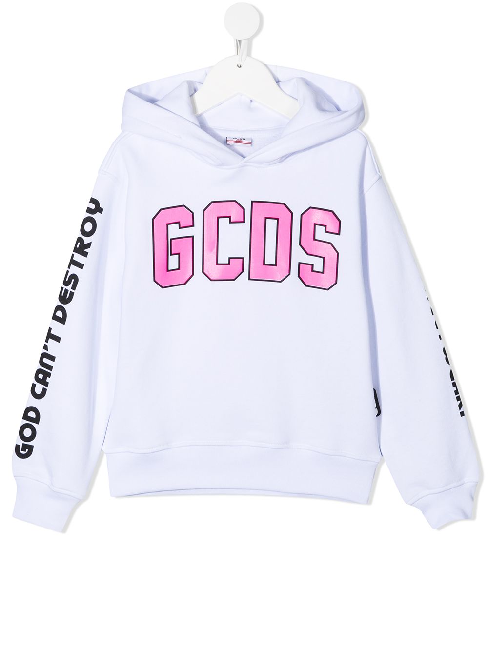 Gcds Kids logo印花连帽衫 - 白色