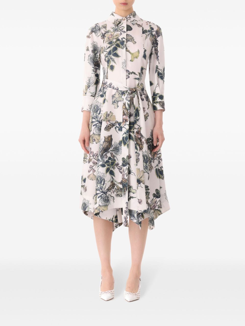 Jason Wu Collection 花卉印花真丝衬衫裙 - 中性色