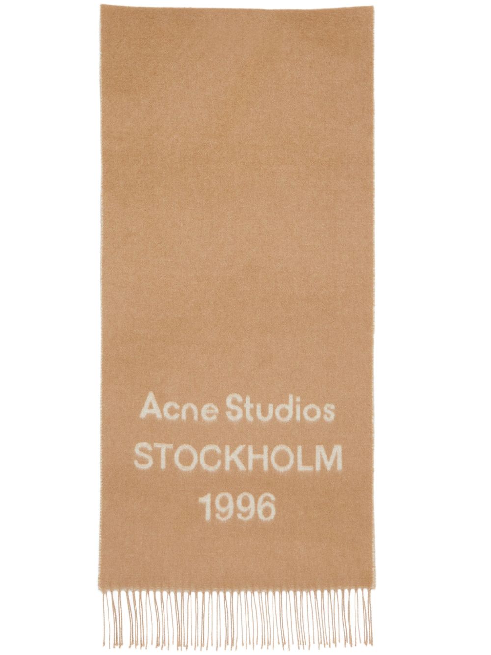 Acne Studios logo印花羊毛围巾 - 褐色