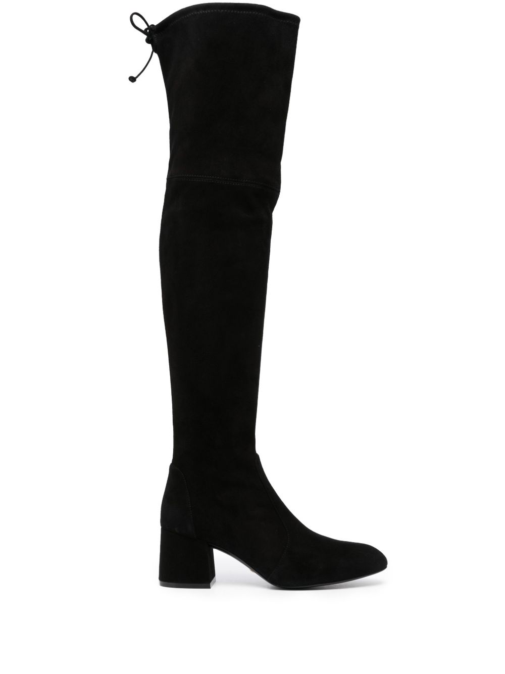 Stuart Weitzman Flareland 中跟绒面皮过膝靴 - 黑色