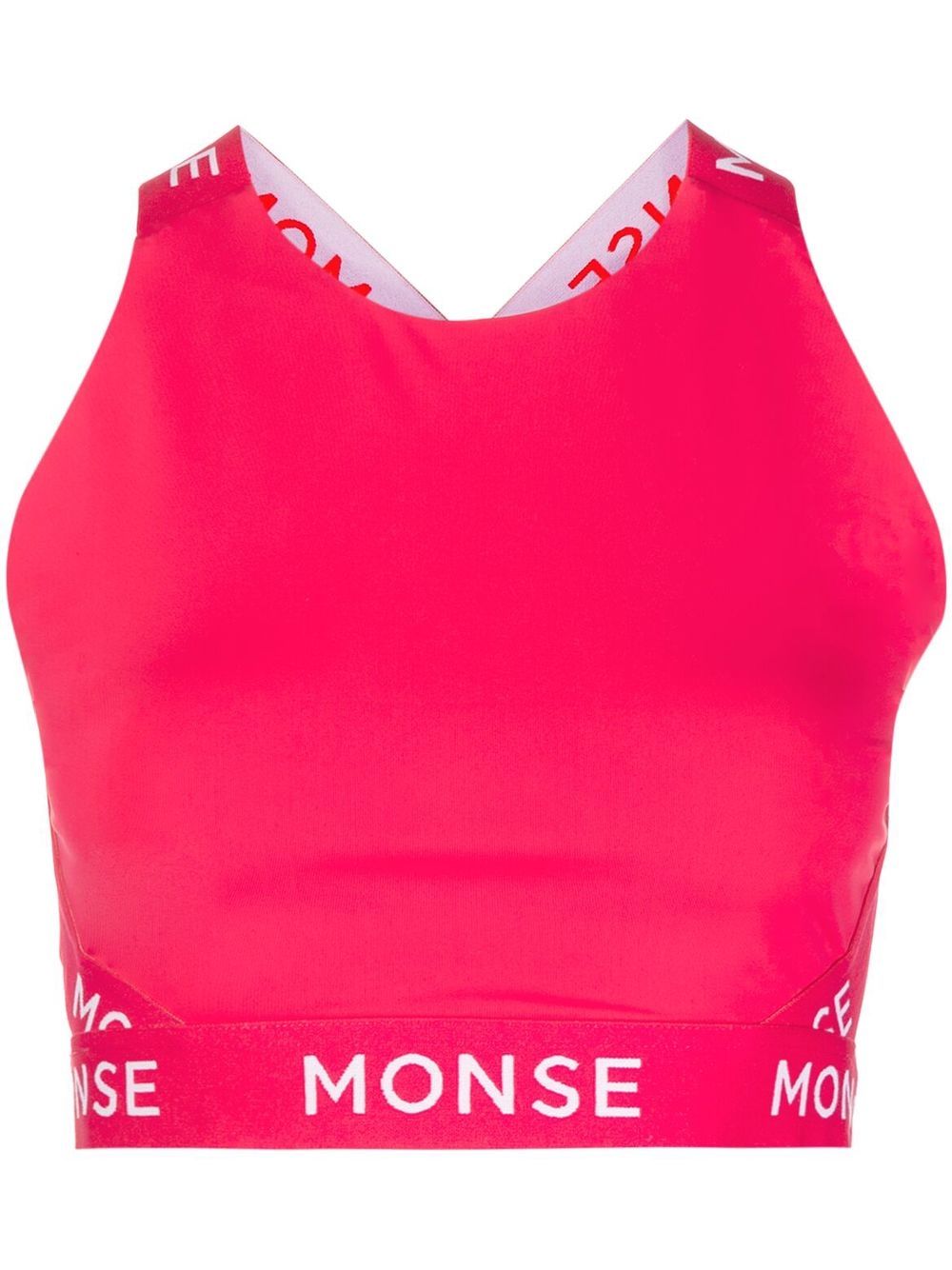 Monse logo织带长款文胸 - 粉色