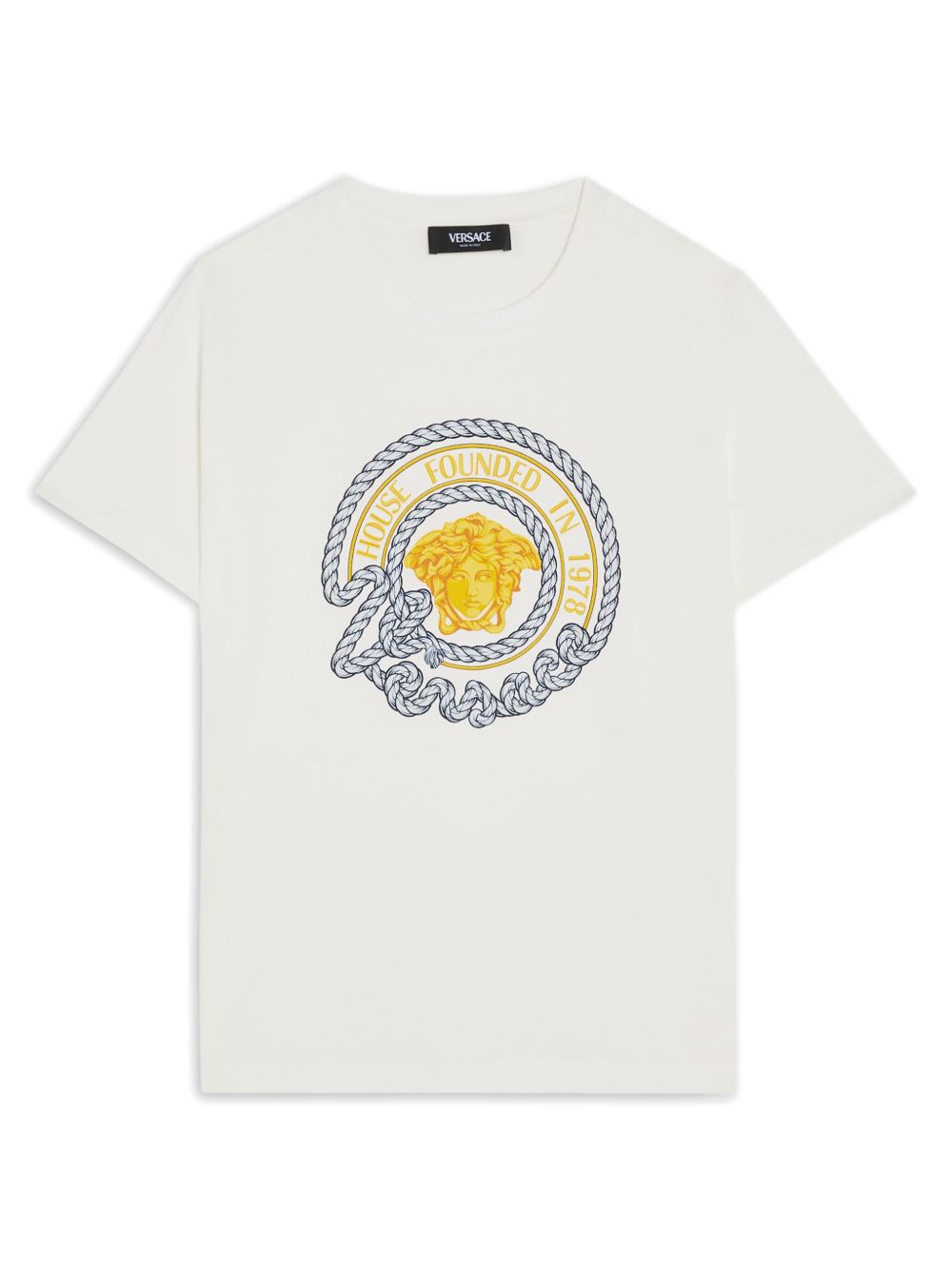Versace Kids 美杜莎印花棉T恤 - 白色