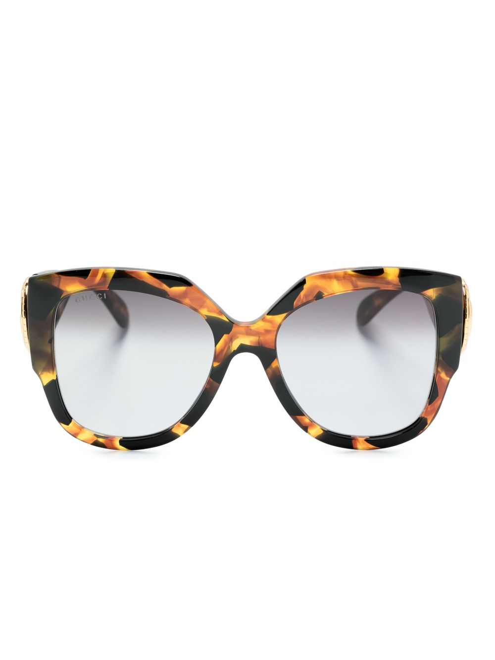 Gucci Eyewear 玳瑁纹效果超大框太阳眼镜 - 褐色