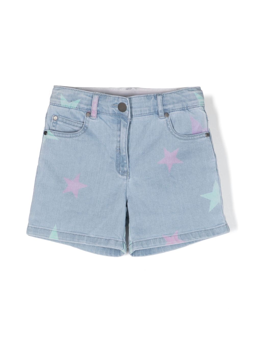 Stella McCartney Kids 星星印花牛仔短裤 - 蓝色