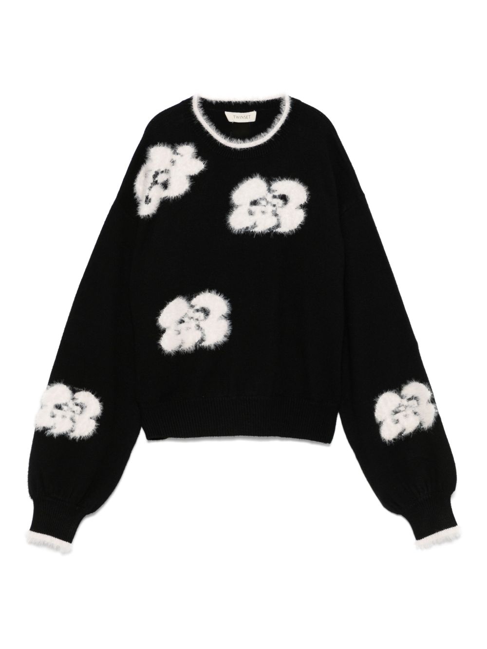 TWINSET Kids 花卉刺绣卫衣 - 黑色