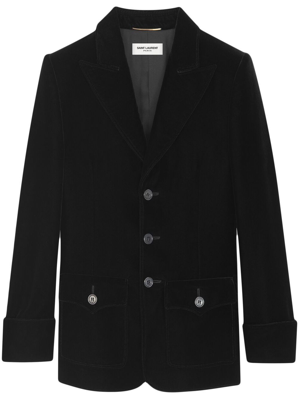 Saint Laurent 单排扣丝绒夹克 - 黑色
