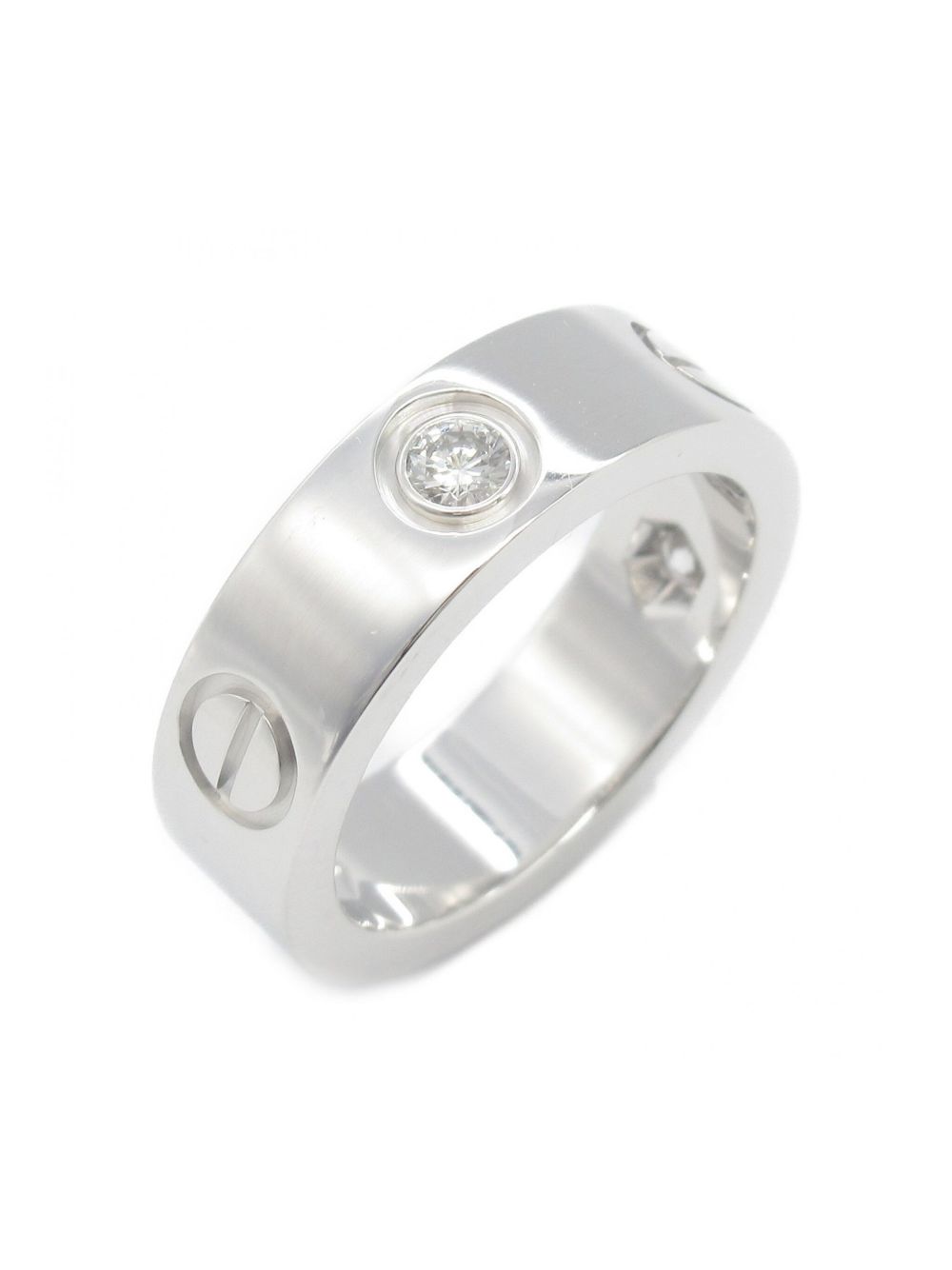 Cartier 18K白金 Love 钻石戒指（2000年代典藏款） - 银色