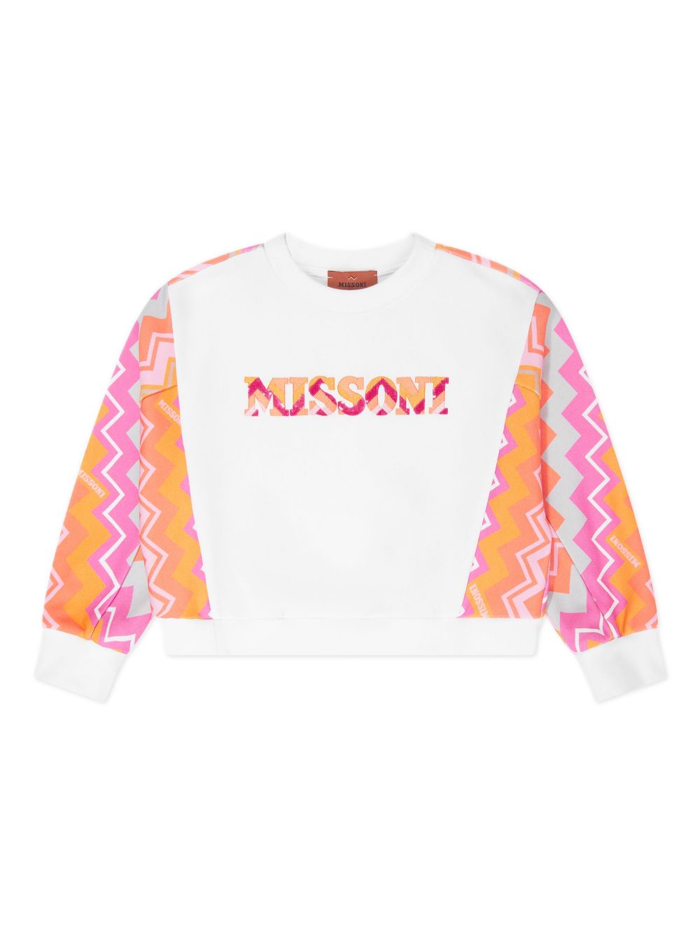 Missoni Kids Z字形图案印花卫衣 - 橘色