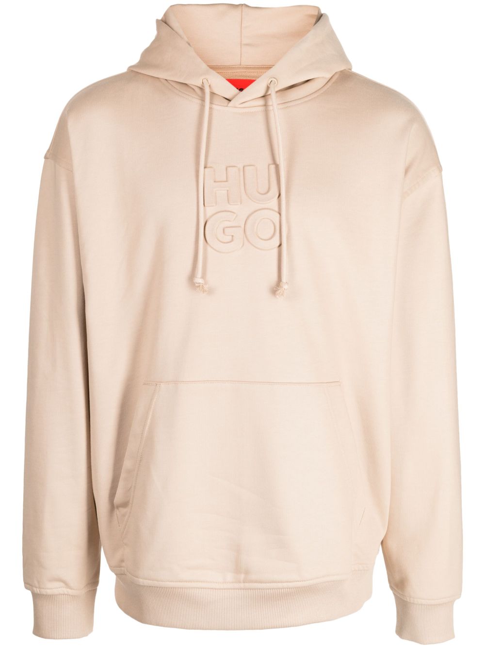 HUGO logo压纹抽绳棉连帽衫 - 中性色