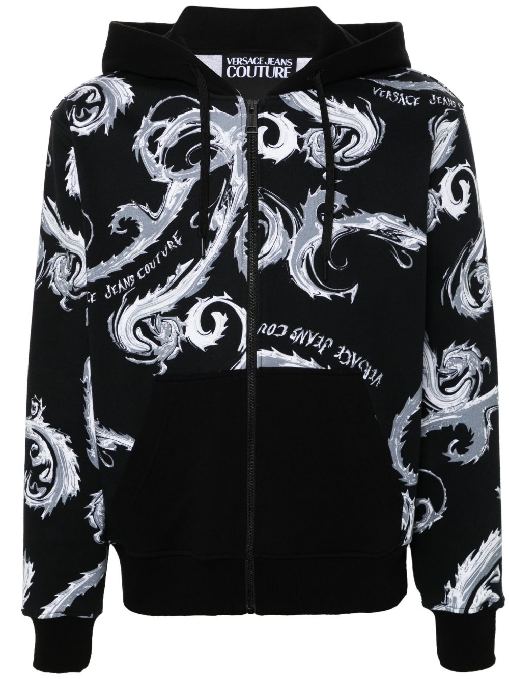 Versace Jeans Couture Barocco 印花连帽衫 - 黑色
