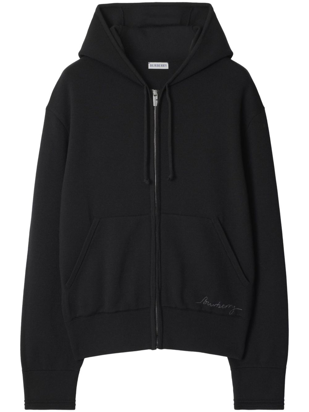 Burberry logo刺绣羊毛混纺夹克 - 黑色