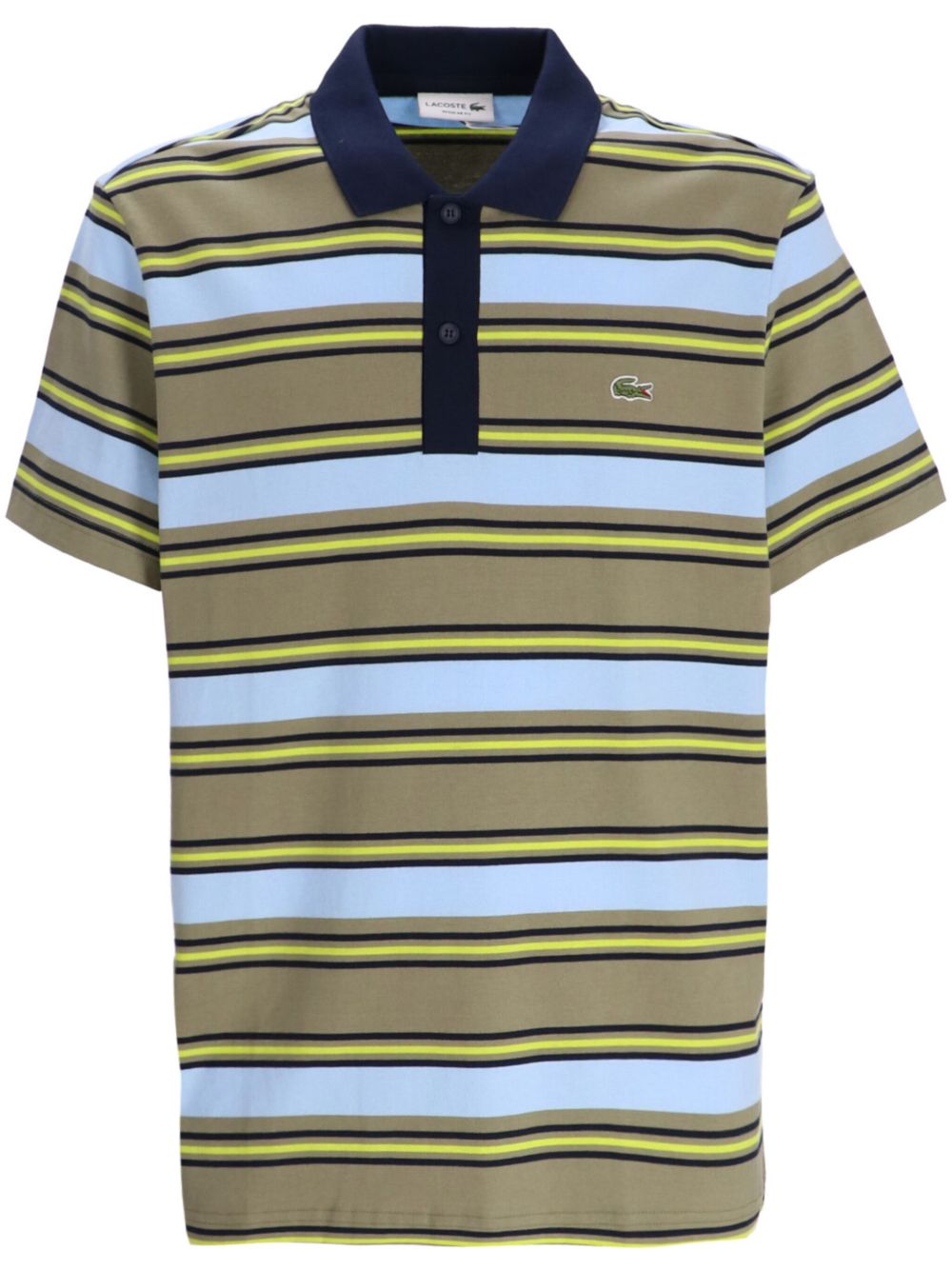 Lacoste 条纹棉polo衫 - 绿色