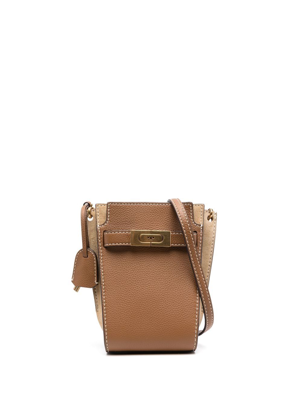 Tory Burch Lee Radziwill 卵石皮质水桶包 - 褐色