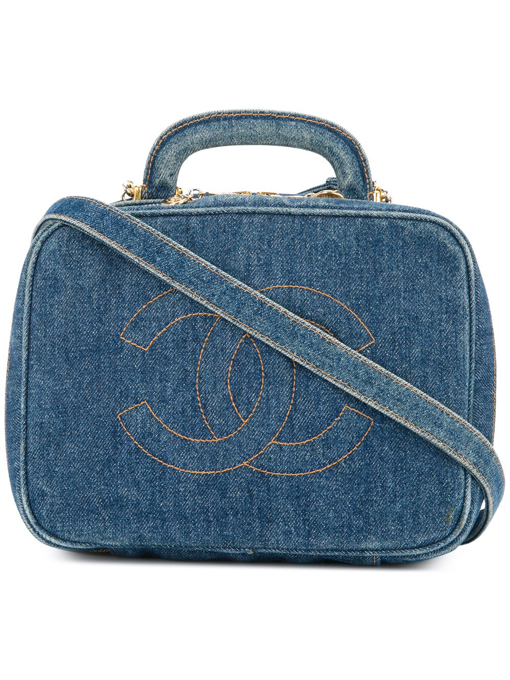 CHANEL Pre-Owned 古着牛仔两用化妆包 - 蓝色