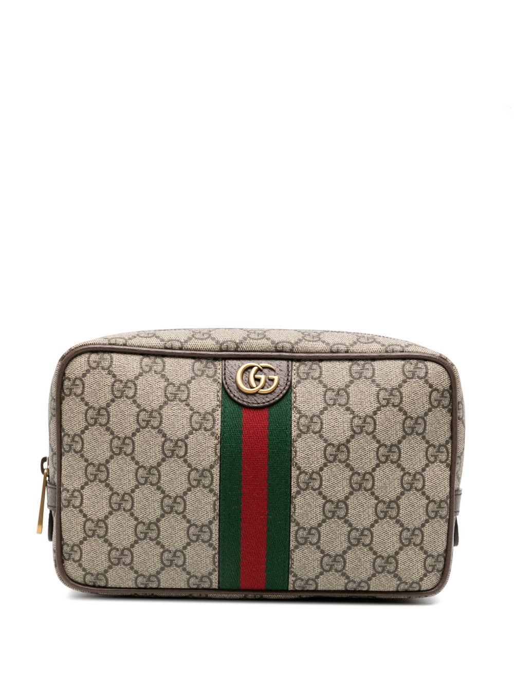 Gucci Savoy 皮质洗漱包 - 褐色