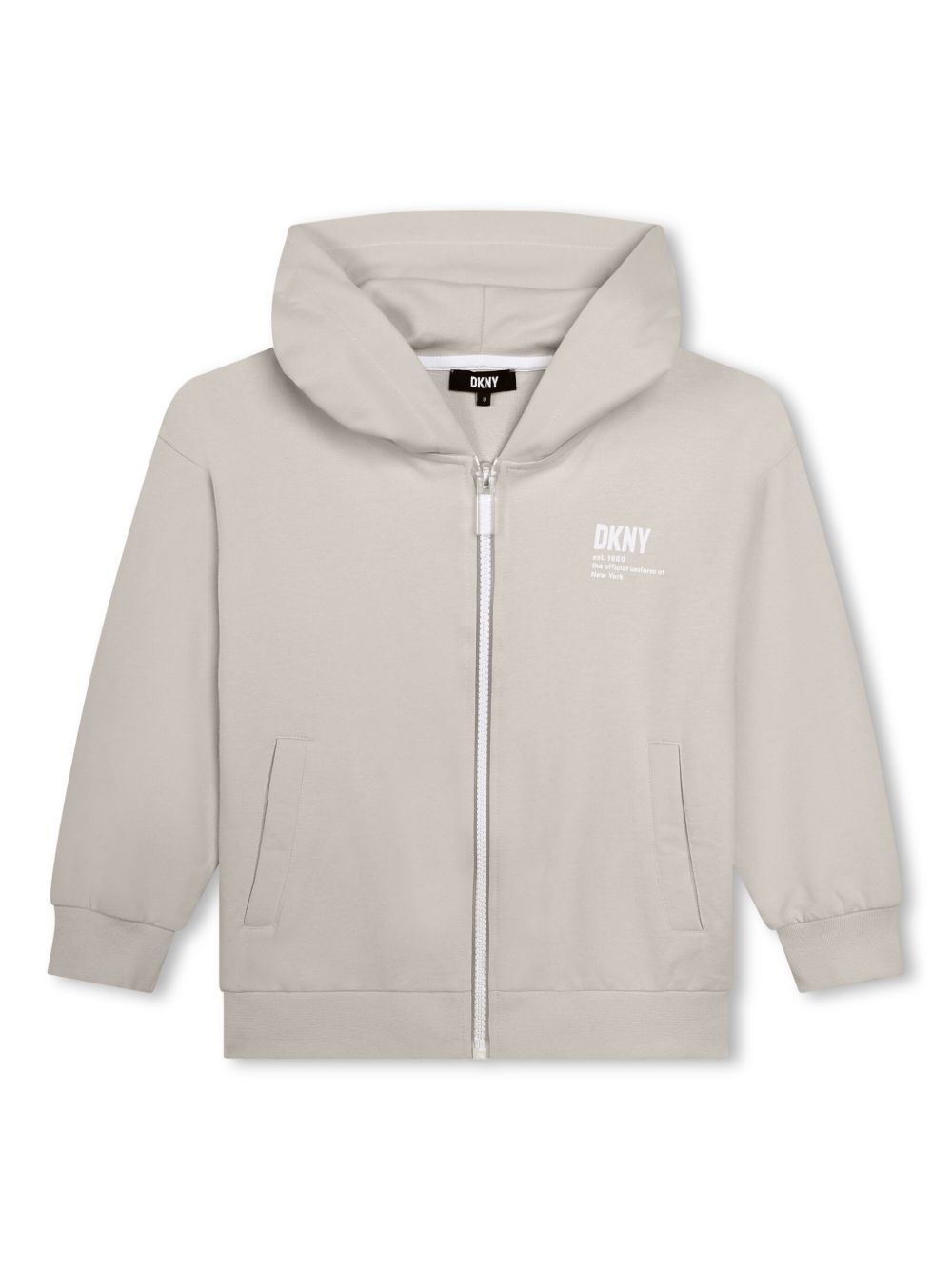 Dkny Kids logo印花棉拉链连帽衫 - 中性色