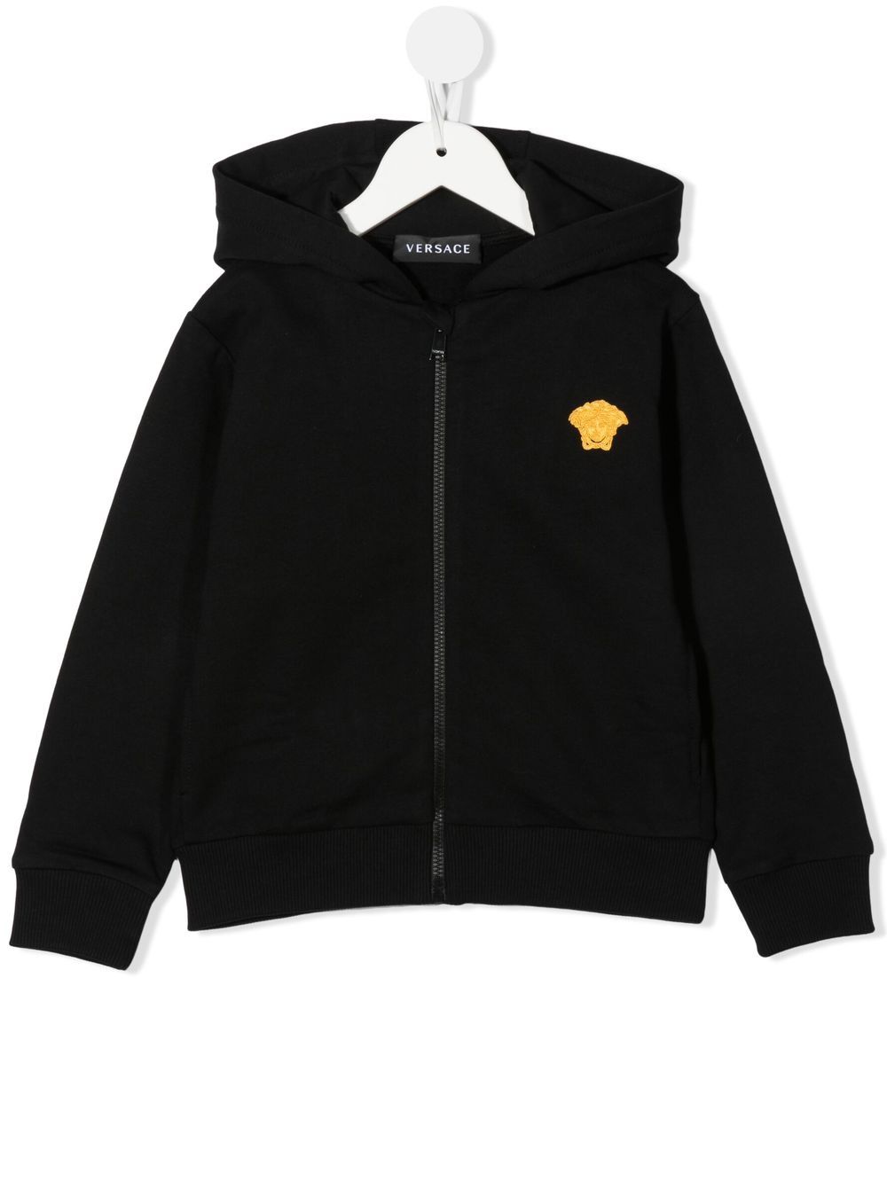 Versace Kids 范思哲 美杜莎头拉链兜帽 - 黑色