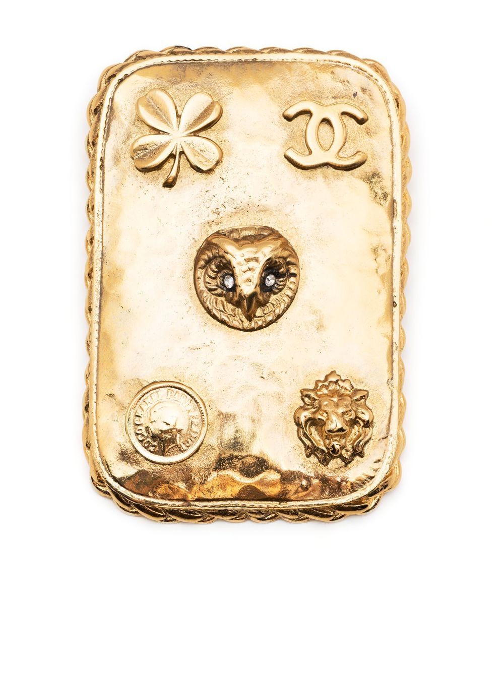 CHANEL Pre-Owned CC 猫头鹰图案胸针（1980年代典藏款） - 金色