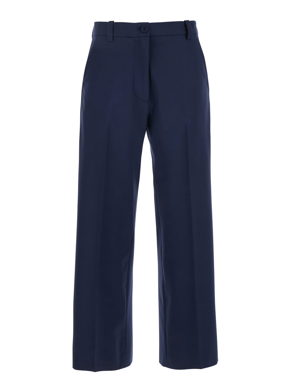 SEMICOUTURE Blue Tailored Pants With Straight Leg In Viscose Blend Woman