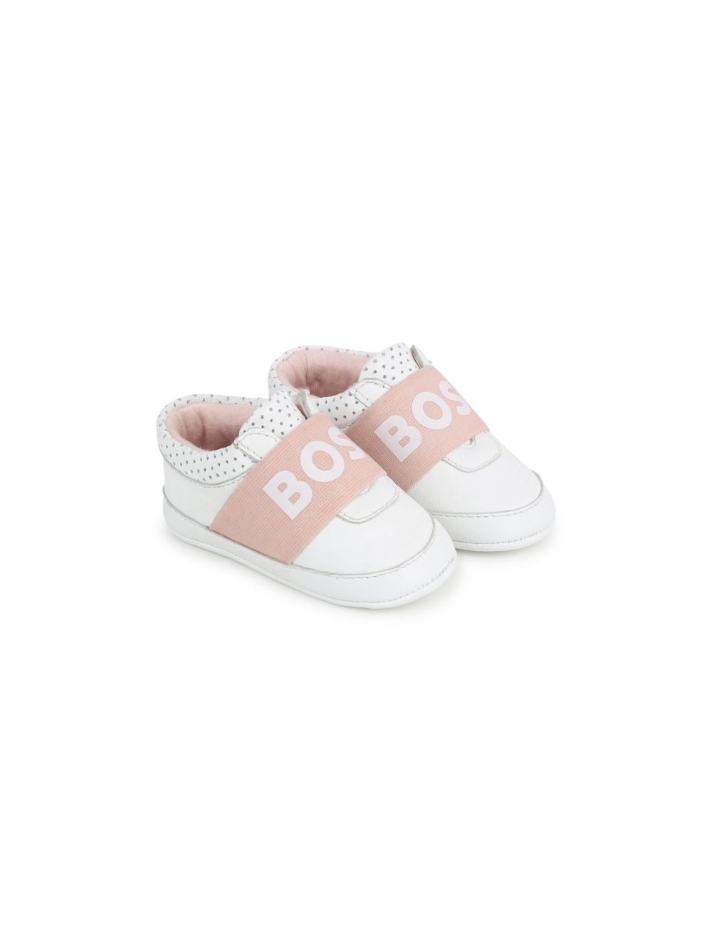 BOSS Kidswear logo饰带皮质学步鞋 - 白色