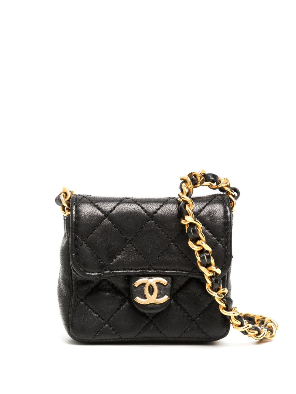 CHANEL Pre-Owned 菱纹绗缝迷你小袋（1990年典藏款） - 黑色