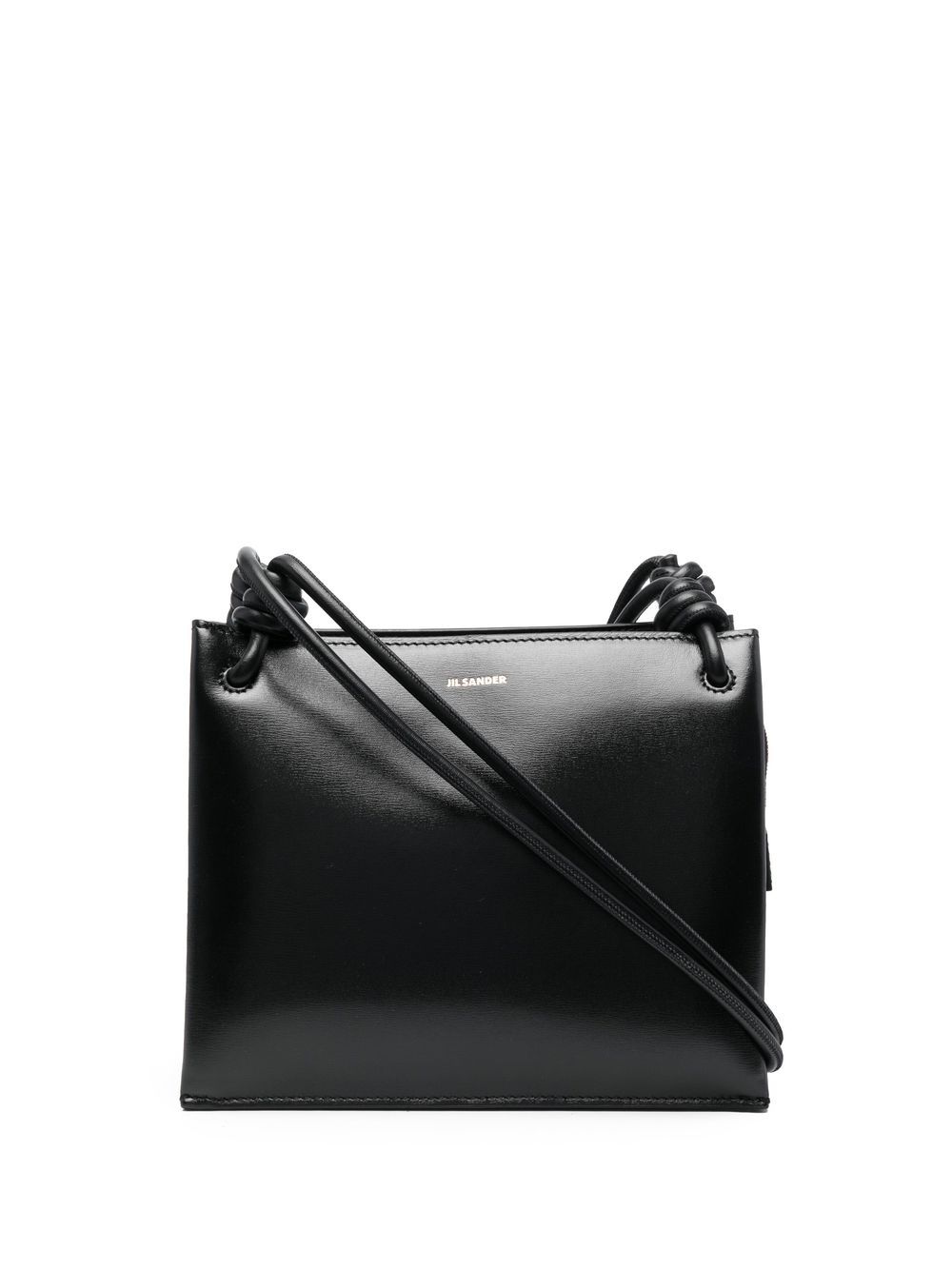 Jil Sander logo标记皮质单肩包 - 黑色