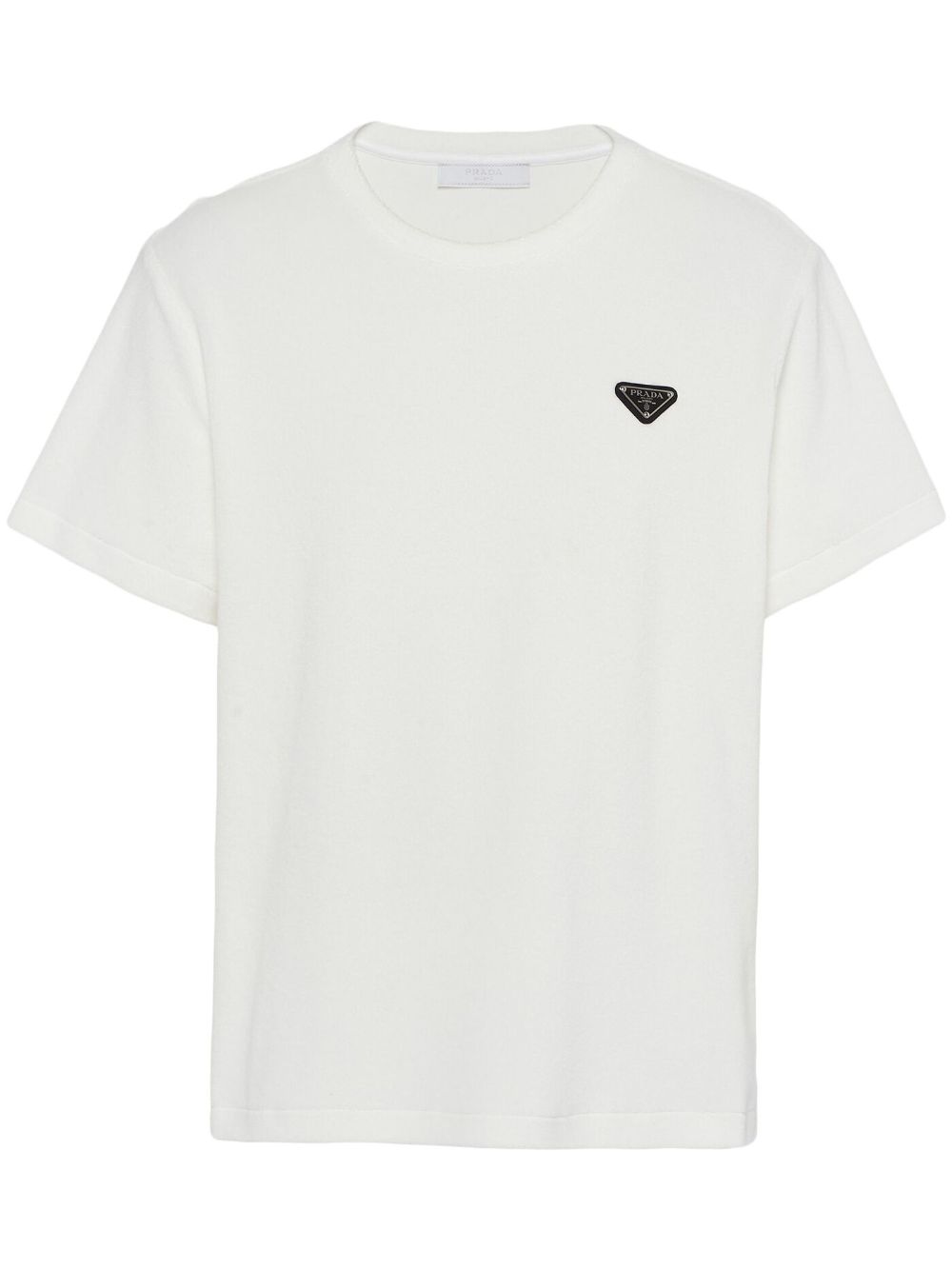 Prada 三角形logo毛巾布T恤 - 白色