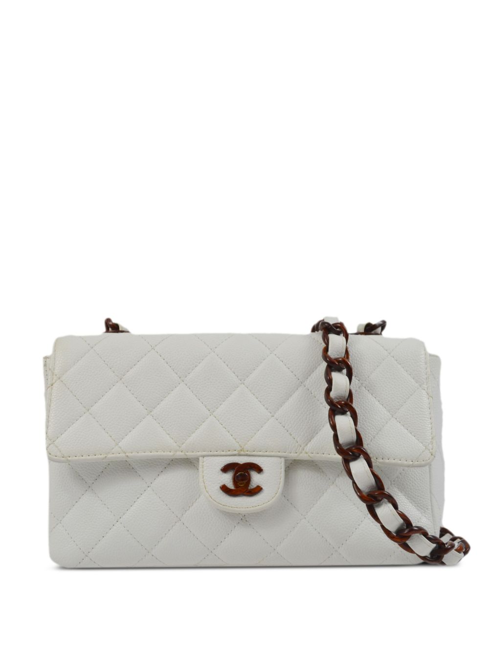 CHANEL Pre-Owned Classic Flap 中号单肩包（1998年典藏款） - 白色