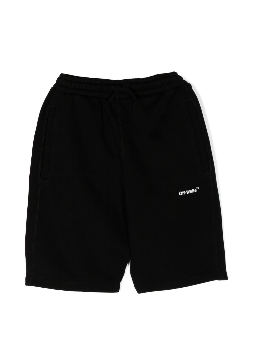 Off-White Kids Diag logo印花运动短裤 - 黑色