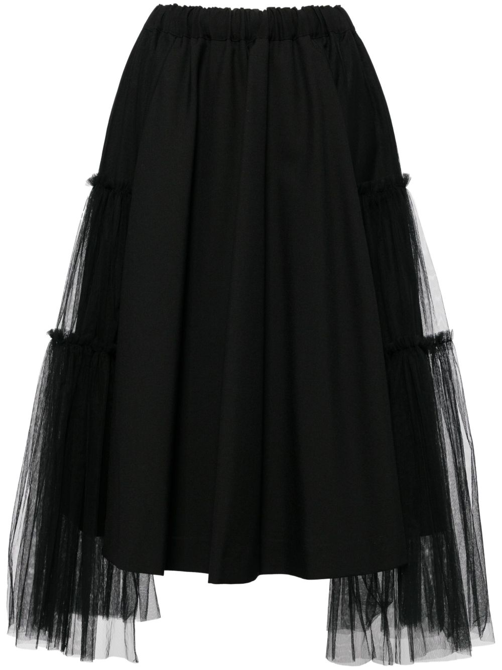 Noir Kei Ninomiya 荷叶边薄纱半身裙 - 黑色
