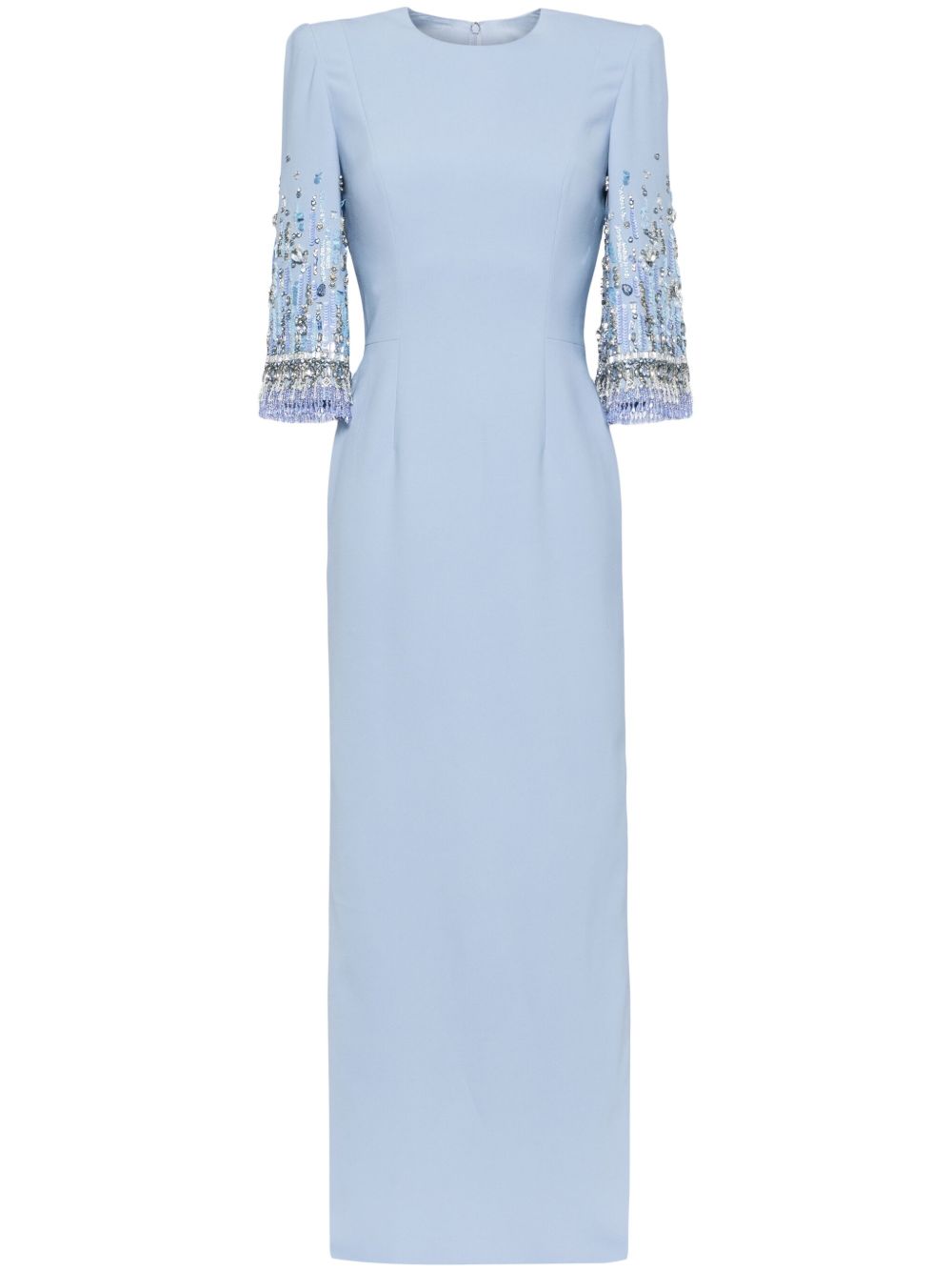 Jenny Packham Bergman 超长缀饰连衣裙 - 蓝色