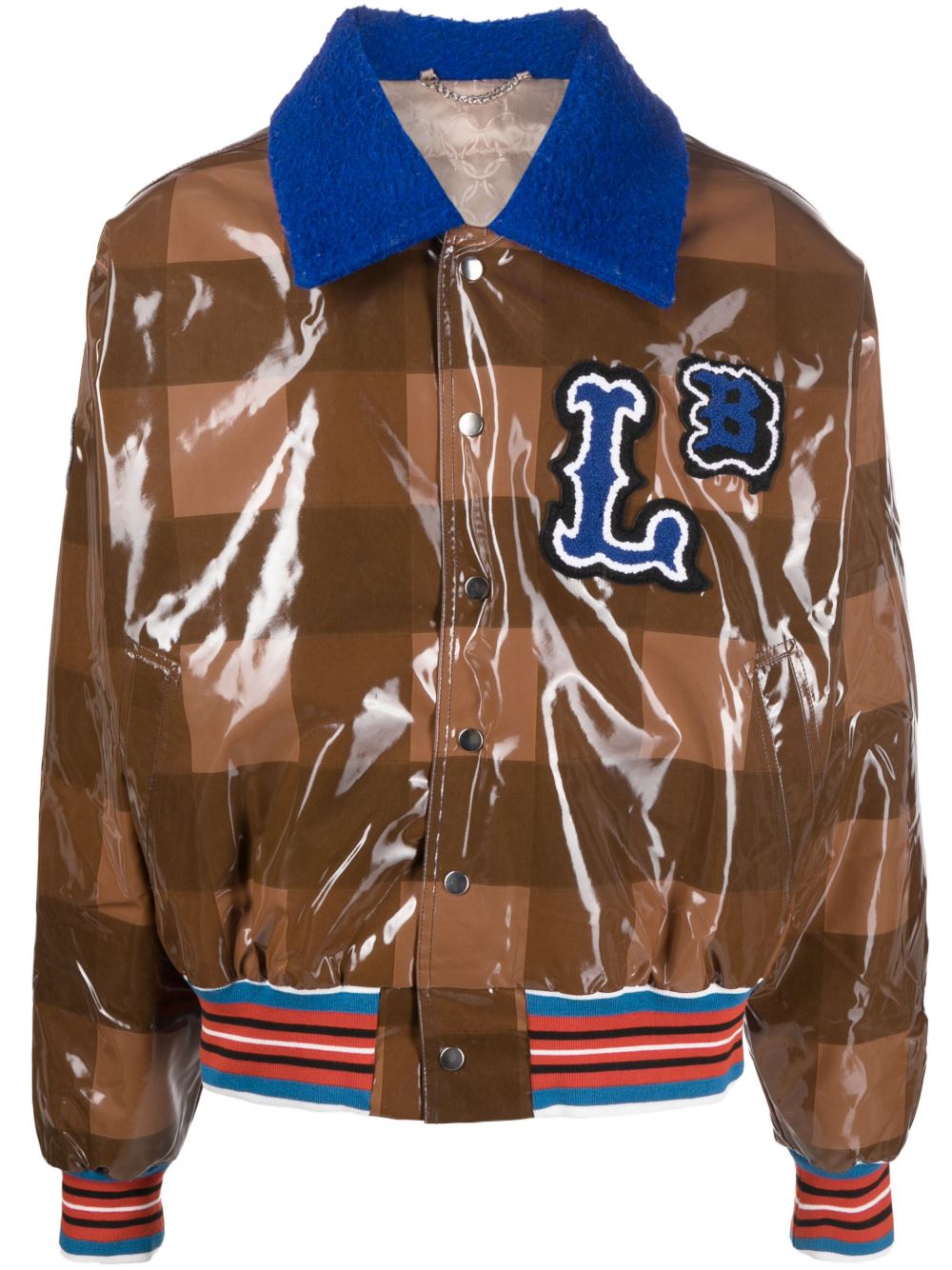 Charles Jeffrey Loverboy 格纹棒球飞行员夹克 - 褐色