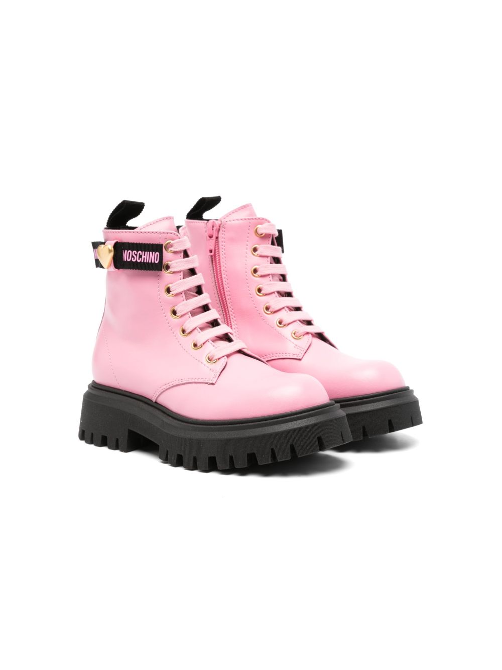Moschino Kids 拉链及踝靴 - 粉色
