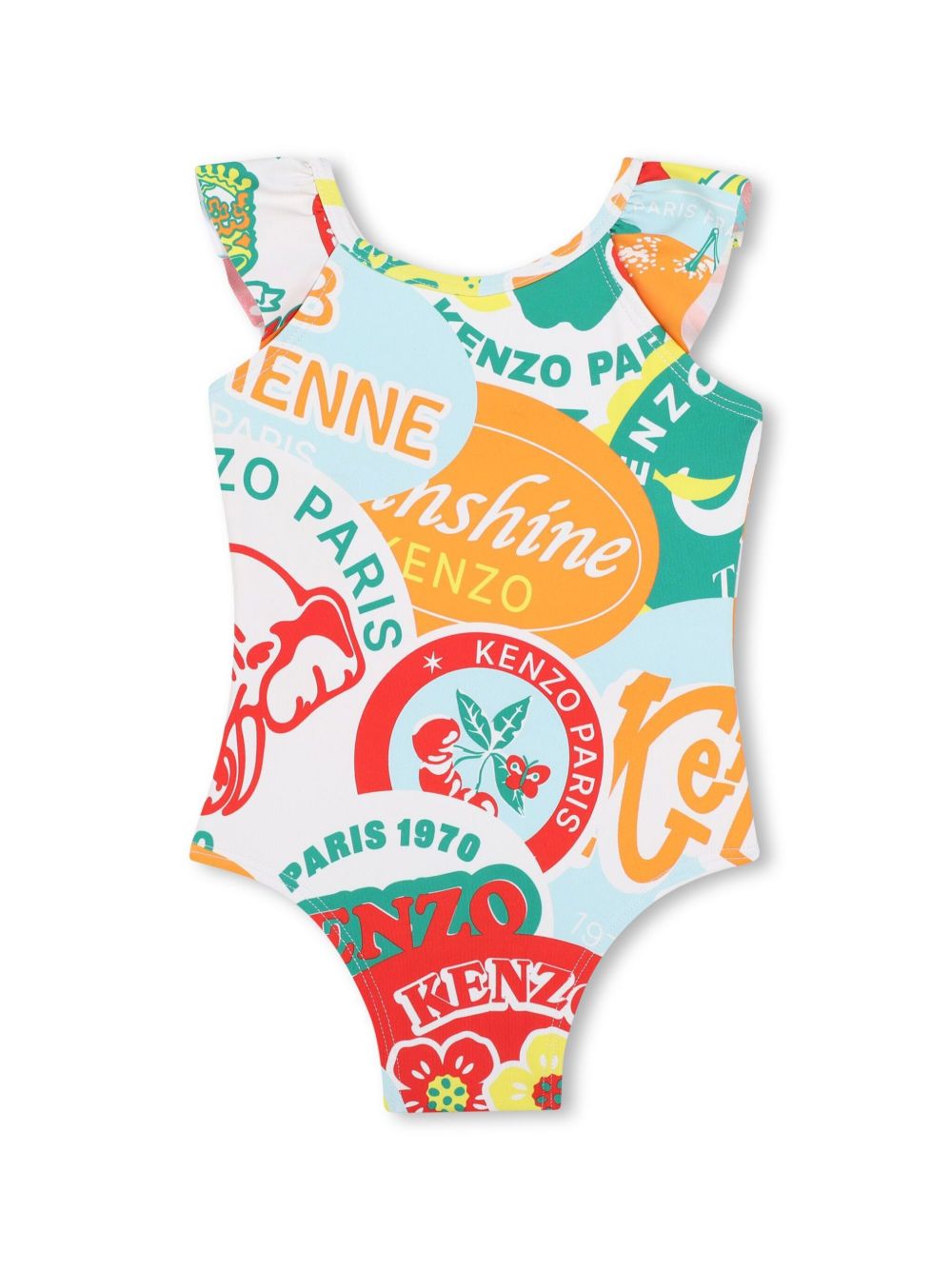 Kenzo Kids 图案印花连体泳衣 - 绿色