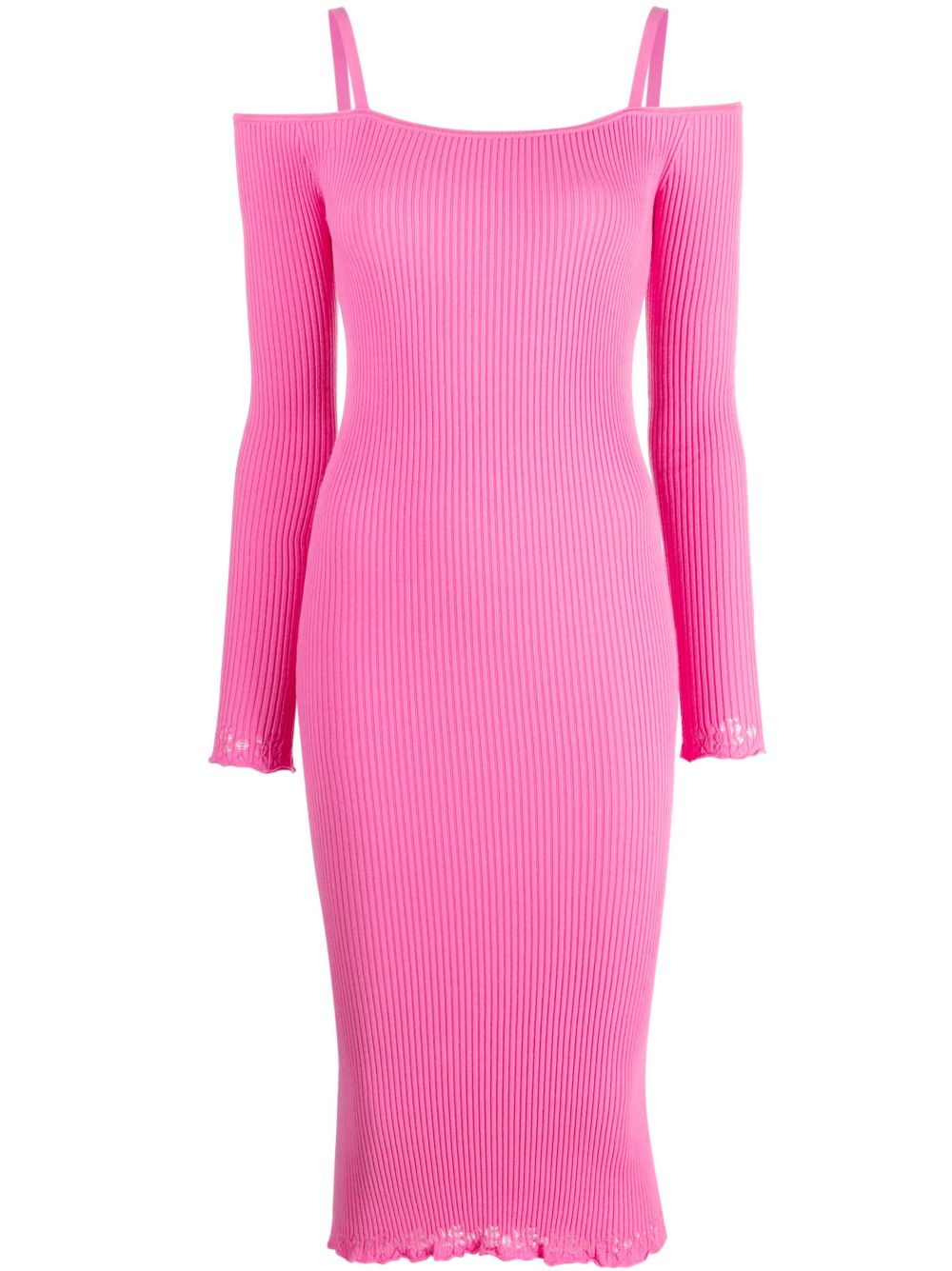 Blumarine 露肩罗纹针织连衣裙 - 粉色