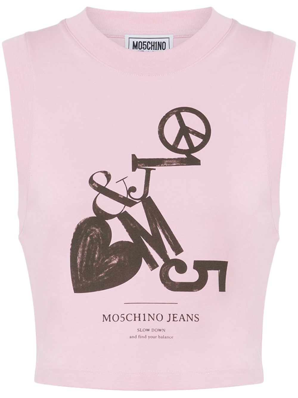 MOSCHINO JEANS logo印花短款上衣 - 粉色