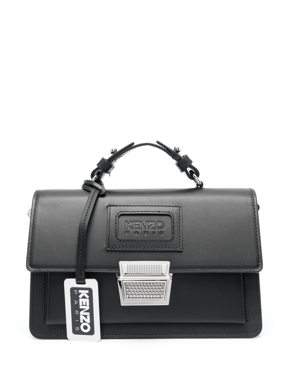 Kenzo logo凹面压花皮质托特包 - 黑色