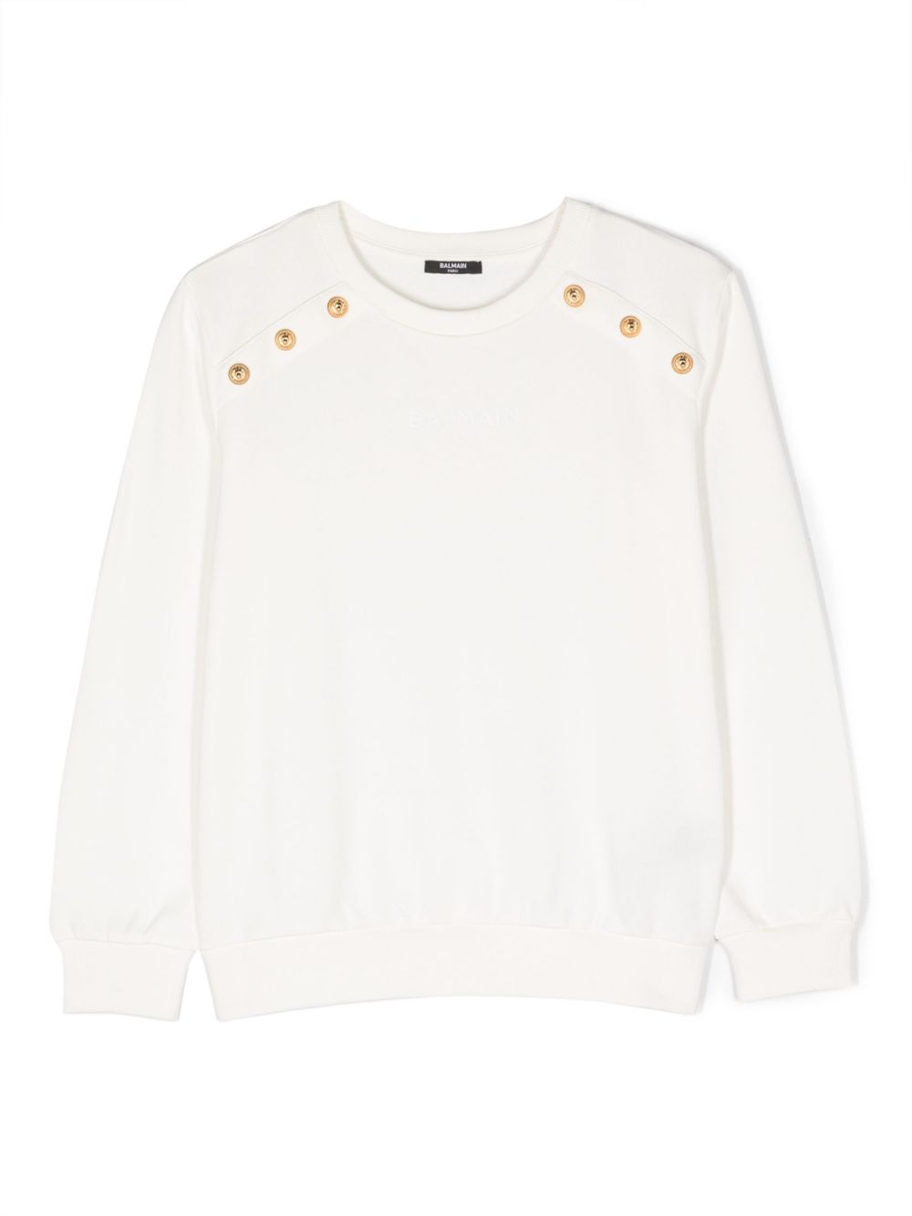 Balmain Kids logo印花棉卫衣 - 白色